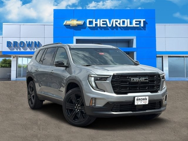 2026 GMC Acadia Elevation in Sterling Metallic — front three-quarter view
