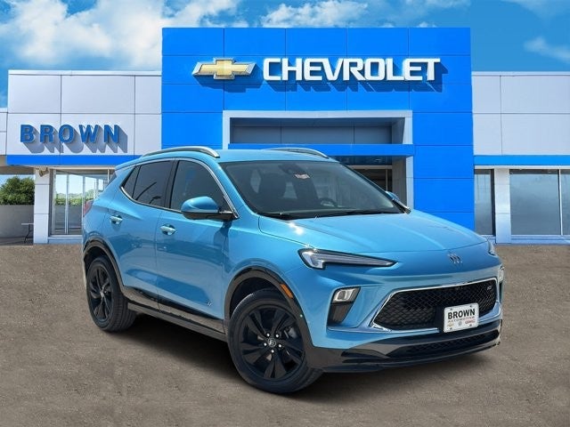 2025 Buick Encore GX Sport Touring in Aquamarine Blue Metallic — front three-quarter view