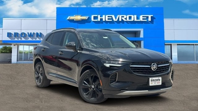 2023 Buick Envision Essence in Ebony Twilight Metallic — front three-quarter view